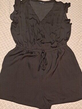 KLd Black Sleeveless Romper with Elastic Waist Sz L